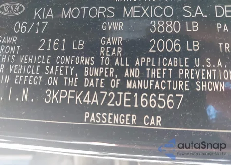 2018 Kia Forte Lx z USA, uszkodzony, nr VIN 3KPFK4A72JE166567